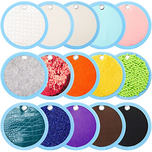 Haull 15 Set Sensory Mats Assorted Textured Sensory Floor Tiles Room Wall Panel Sensory Exercise Tactile Toy for Autistic Children Kids Baby Toddler Fidgeting Activity(Round,5.91 Inch)