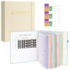 HAUTOCO Important Document Organizer with 14 Pockets, PU Leather 3-Ring Binder with Labels & Elastic Pen Loop, Expanding File Folder for Legal Medical Papers, Passports, Home Office Storage