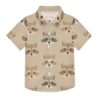 Hawaiian Short Sleeve Button Shirt Boys Cute Raccoon Faces on Beige