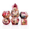 Haxtec Blood DND Dice Set – Sharp Edge Resin Polyhedral Dice with Blue Liquid Core, Handmade 7PCS Set with Metal Case, Great Gift for Dungeons and Dragons, D&D, TTRPG, RPG