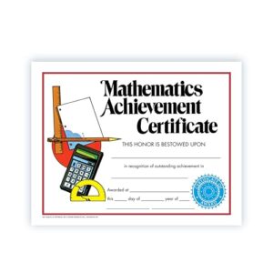 Hayes Mathematics Achievement Certificates, Classroom Incentive for Math Success, Awards for Students, Full-Color Matte Finish, 8.5" x 11" - 30 Pack