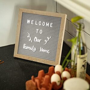 HBCY Creations 10"x10" Felt Letter Board - Solid Wood Frame - Weathered Wood - Gray Felt - 389 PP Letters Including Numbers, Symbols, Icons - Canvas Carrying Case