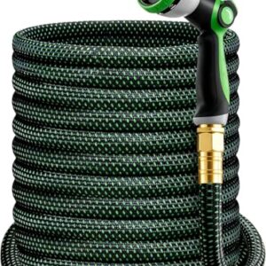 HBlife 150ft Garden Hose, Non Expandable Garden Hose with 10 Function Sprayer Nozzle, Flexible Lightweight Water Hose for Yard, Lawn, Car Wash and Outdoor