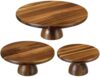 HBlife 3 PCS Acacia Wood Cake Stand Set (8"/10"/12" Plate), 2-in-1 Cake Holder and Charcuterie Board with Built-in Dip Bowl, Dessert Table Display Set, Decorative Tray for Home Decor