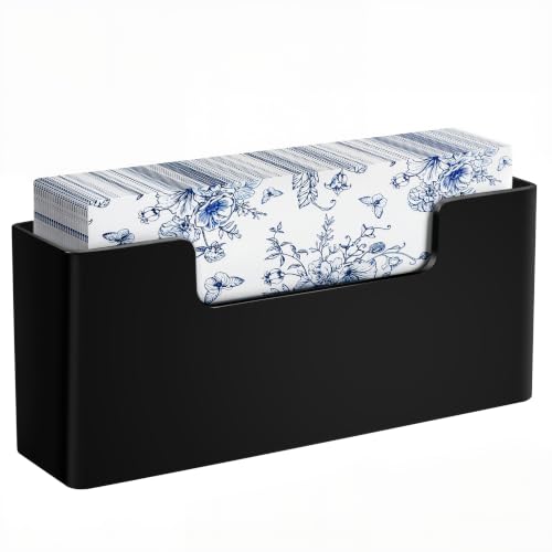HBlife Acrylic Guest Towel, Paper Napkin Holder for Bathroom - Black Waterproof Vertical Stand, Disposable Paper Hand Towel Dispenser, Modern Table Tray for Kitchen, Home, Hotel, Office