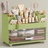 HBlife Makeup Organizer for Vanity with Brush Holder, Large Bathroom Countertop Cosmetic Organizer Skincare Storage, Easy to Store Lipsticks, Nail Polishes, Perfumes, Eyeshadow Palettes, Avocado Green