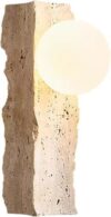 HBNCFTI Natural Yellow Travertine Wall Sconce Wabi Sabi Stone Lampshade Light Fixture Warm Glow Linear Accent Lamp for Kitchen Island Bedroom Hallway Entryway