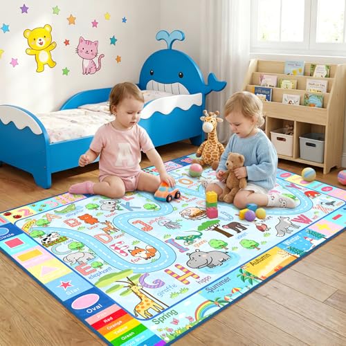 HBUFBUQ Educational ABC Alphabet Area Rug, 2.5x4 Feet Non-Slip Kids Rugs for Playroom Bedroom, Colorful Kids Carpet for Classroom Boys Girls Learning