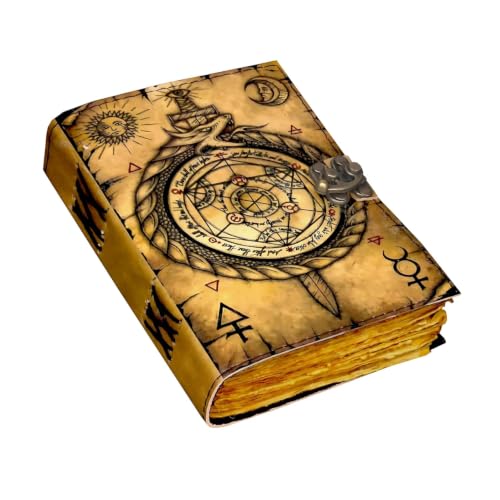 HB Vintage Leather Journal Diary for Women and Men Travel Diary Notebook for Writing Deckle Edge Vintage Paper Leather Bound Journal | Book of Shadows Journal - Leather Sketchbook - Drawing Journal - Great Gift