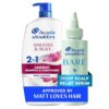 Head & Shoulders Matt Loves Hair Favorites: Smooth & Silky 2 in 1 (28.2oz) + Bare Itchy Scalp Relief Serum (4.2oz) - Dandruff Shampoo and Conditioner for Frizz Control, 0.1% Pyrithione Zinc