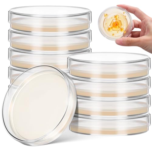Healeved 10 Pcs Prepoured Nutrient Agar Plates 7cm Petri Dishes Sterilized Transparent Agar Plates for Science Experiments, Labs, and Microbiology Research