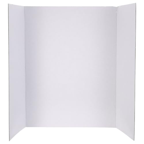 Healeved 4pcs White Corrugated Cardboard Trifold Display Board for Science Fair and Business Exhibition, Foldable Lightweight Portable Poster Boards, 24x16 Inch Triple Fold Structure
