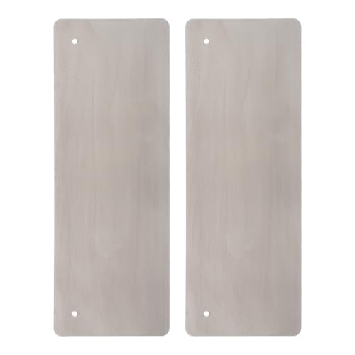 Healifty 2pcs Stainless Steel Nameplate Blanks with Adhesive Backing, Smooth Surface Metal Plates for DIY Engraving, Precision Cut Edges with Hole, for Mailbox and Furniture Labels in Home