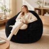 HealSmart Giant Bean Bag Chair, Ultra Soft Floor Sofa Couch with Backrest and Armrests, Large Bean Bag Chair for Adults and Kids, Fluffy Corduroy Beanbag Chair for Living Room, Bedroom, Dorm