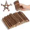 Healvian 50pcs Natural Wood Craft Sticks for Crafts with Clean Smooth Cuts, Premium Quality Material, 10cm Long and 0.5cm Diameter, for Christmas Trees and Wall Hangings Decor