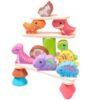 HEANUJJ Wooden Dinosaur Stacking Balance, Educational Cognition Plaything that Develops Social Skills and Improves Hand-Eye Coordination, for Play with Parents or Classmates