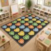 Heart Area Rug, Playful Fanciful Number Color Celebration Black Home Floor Rectangle Print Carpet Rugs for Classroom Learning Corner Decor 5' X 7'