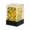 HEARTOOL 12mm Polyhedral Dice, Square Acrylic 6 Sided Dice with Plastic Box Perfect for Board Games, Table Games & Classroom Teaching (Yellow/Black, 36pcs)