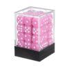 HEARTOOL 12mm Polyhedral Dice, Square Acrylic 6 Sided Dice with Plastic Box Perfect for Board Games, Table Games & Classroom Teaching (Pink/White, 36pcs)