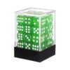 HEARTOOL 12mm Polyhedral Dice, Square Acrylic 6 Sided Dice with Plastic Box Perfect for Board Games, Table Games & Classroom Teaching (Green White, 36pcs)