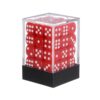HEARTOOL 12mm Polyhedral Dice, Square Acrylic 6 Sided Dice with Plastic Box Perfect for Board Games, Table Games & Classroom Teaching (Red/White, 36pcs)