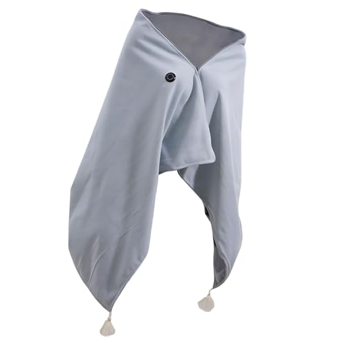 Heated Blanket Shawl, USB Electric Wearable Blanket, 59.1 x 31.5 in / 150 x 80 cm, 3 Heat Levels, Soft Twill Cotton, Hands Free, Cordless for Home Office Camping, One Person Fit, Gray