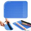 Heat Resistant Silicone Mat for Curling Iron Hair Straightener Flat Iron and Hot Styling Tools 9" x 6.5" (1PC-Blue)