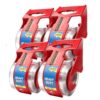 Heavy-Duty Clear Packing Tape with Dispenser, 4 Rolls, 2.7 in x 3.9 in