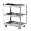 Heavy Duty 3 Tier Stainless Steel Utility Cart, 300kg Capacity with Large Tray and Locking Wheels for Kitchen, Workshop, Warehouse Use