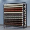 Heavy Duty Fabric Roll Storage Rack - Adjustable Textile Cart with 12 Rods, Metal Display for Vinyl Rolls, Holds 10-20 Rolls (W175cm) - Perfect for Crafting & Retail Use