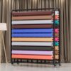 Heavy Duty Fabric Roll Storage Rack - Adjustable Textile Cart with 16 Rods, Metal Display for Vinyl and Curtain Samples, Large Color Card Organizer (W145cm)