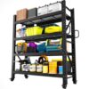 Heavy Duty Garage Shelving Unit with Wheels,Adjustable Rolling Storage Rack