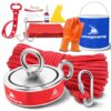 Heavy Duty Magnet Fishing Kit, 2600LB Double-Sided Magnet and 98ft Rope