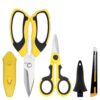 Heavy Duty Scissors, Sharp Scissors All Purpose Heavy Duty with Serrated Edge, Comfortable Non-Slip Handle, Easy Cutting Cardboard, Wires, Fabric, Leather, Iron Mesh (Yellow)