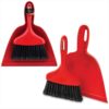 Heavy Duty Whisk Broom and Dustpan Combo, Red Handle, Recycled PET Flagged Bristles, Snap-on Storage for Home Garage Shop Cleaning