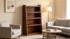 Heawarm Modular Walnut Bookshelf 3-in-1, Convertible Display Rack with Staggered Shelves, Freestanding Storage Unit for Living Room & Study, Space-Saving Partition Furniture