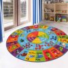 HEBE Play Rug 4ft ABC Alphabet Numbers Shapes Educational Area Rug Washable Crawling Mat Non Slip Play Mat Carpet for Girl Boy Bedroom Playroom