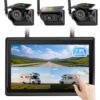 HEECOOMI 3 Solar Magnetic Wireless Camera System, 7" IPS Touchscreen with DVR, 3x9600mAh Rechargeable Side View & Rear View Cameras, IP69K Waterproof & IR Night Vision for Trailer Truck Camper, AH7-3