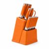 HEEVON 13-Piece Kitchen Knife Set with Block and 6 Steak Knives (Orange)