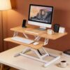 Height Adjustable Standing Desk Converter 38" Wide,Sit Stand Workstation with Gas Spring Lift,Dual Monitor Riser and Keyboard Tray for Home Office