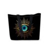 HEizmorixs Golden Evil Eye Print Canvas Tote Bag Reusable Washable Foldable Grocery Handbag with Inner Pocket for Travel, Beach, Work, Casual Stylish Golden Evil Eye Present for Women Friends