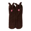 hejhncii Winter Microfiber Fuzzy Slipper Socks Cartoon Embroidery 3D Ears Thick Warm Floor Sleeping Hosiery Women Stockings