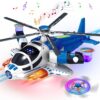 Helicopter Toy for Toddlers With Lights And Sounds, 360°Freedom And Operated Automatic Bump Autism Sensory Light Up Toys Airplane for Toddler Boy Toys 3 4 5 Year Old Up Boy Girl Birthday (Blue)