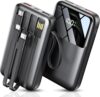 HELLEE Power Bank, 10000mAh Portable Charger with Built in Cable, 22.5W Fast Charging, Slim Travel Essential Battery Pack with LED Display, Compatible with iPhone 17/16/15/14/13, Samsung, iPad Onyx