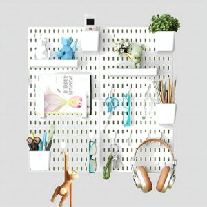 Hellpnoom Pegboard Combination Kit, Modular White Wall Organizer