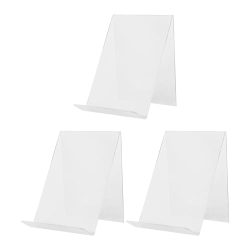 Hemobllo 3pcs Acrylic Book Stand Holder for Shelves with Space-Saving Design and Sturdy Construction, Multifunctional Display Easel for Cookbooks, Plates, Pamphlets, and Library Decor