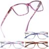Henotin 4 Pack Ladies Reading Glasses Blue Light Blocking Spring Hinge Readers Anti Eyestrain Computer Eyeglasses (Multicolor-3, 0.0)