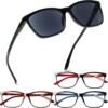 Henotin 4 Pack Ladies Reading Glasses Blue Light Blocking Spring Hinge Readers Anti Eyestrain Computer Eyeglasses (Multicolor-5, 0.75)