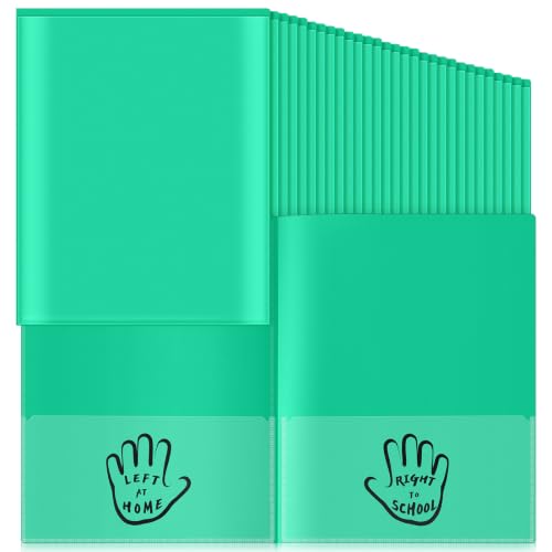 Henoyso 100 Pcs School to Home Folder with Pocket Plastic Heavy Duty Clipboard Folder with Clear Front Pocket Homework Take Home Folders for School Students Parent Teacher Communication (Green)