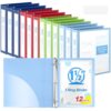 Henoyso 1.5inch 3 Ring Colored Binders, Fits Letter Size 8.5'' x 11'' Paper, with Clear Front View Cover & Side Pocket, Holds 350 Sheets for School Office Home, 12 Pack (Assorted Fresh Color)
